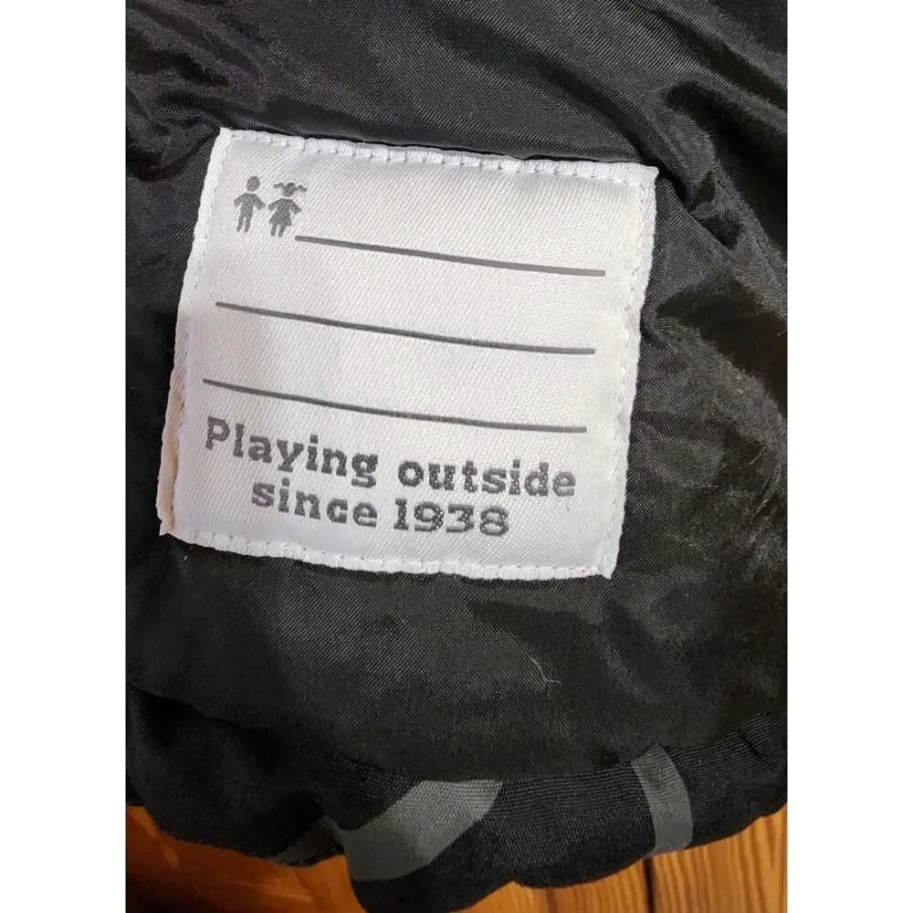 Columbia Youth Insulated Winter Jacket Black‎ Gray Pattern Hooded Size L